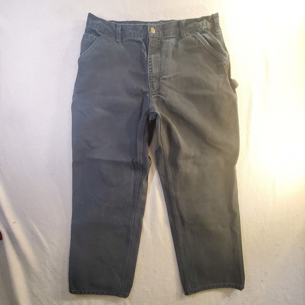 Carhartt Pants Mens 36x30 Black Canvas B11 BLK Dungaree Fit Carpenter Workwear